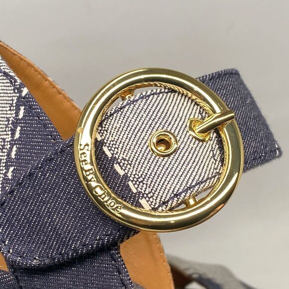 See by Chloe Joei Patchwork Denim Platform Sandals size 39 - Picture 8 of 15